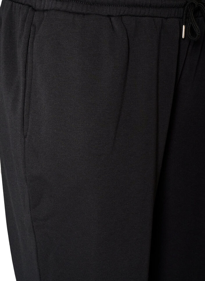 Joggebukser med h&oslash;y midje og sn&oslash;ring, Svart, Packshot image number 2