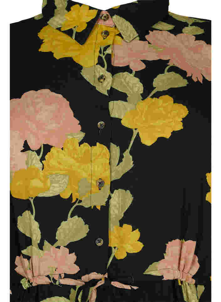 Blomstrete kjole i viskose med knyting, Scarab Flower, Packshot image number 2