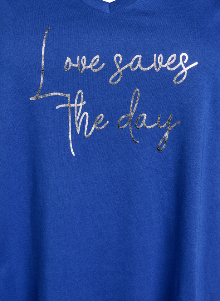 Nattkjole i økologisk bomull med V-hals, , Packshot image number 2