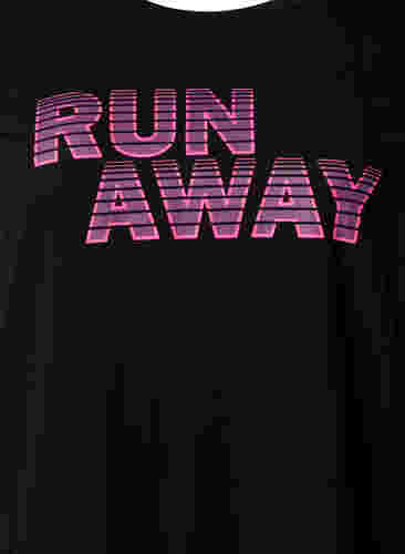 T-skjorte til trening med trykk, Black w. Run Away, Packshot image number 2