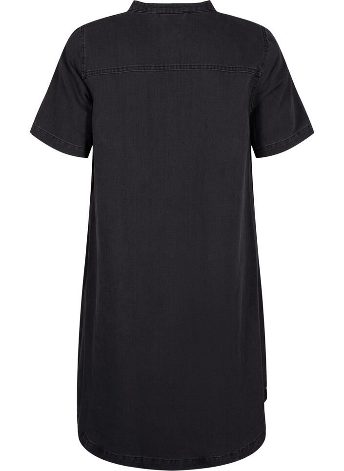 A-formet dongerikjole med korte ermer, Grey Denim, Packshot image number 1