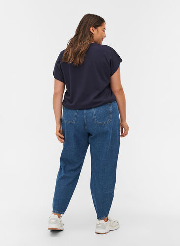 Baggy jeans i bomull, Blue denim, Model image number 1