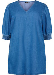 Tunika i denim med V-hals, Medium Blue Denim