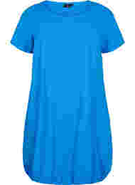 Kortermet kjole i bomull, French Blue