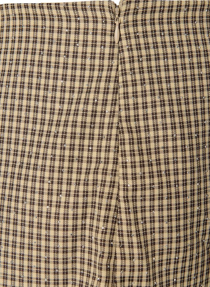 Skj&oslash;rt med et mini-rutem&oslash;nster og rhinesteiner, Brun, Packshot image number 3