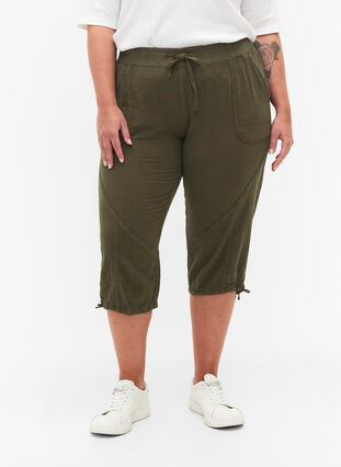Capribukser i bomull, Ivy Green, Model image number 2