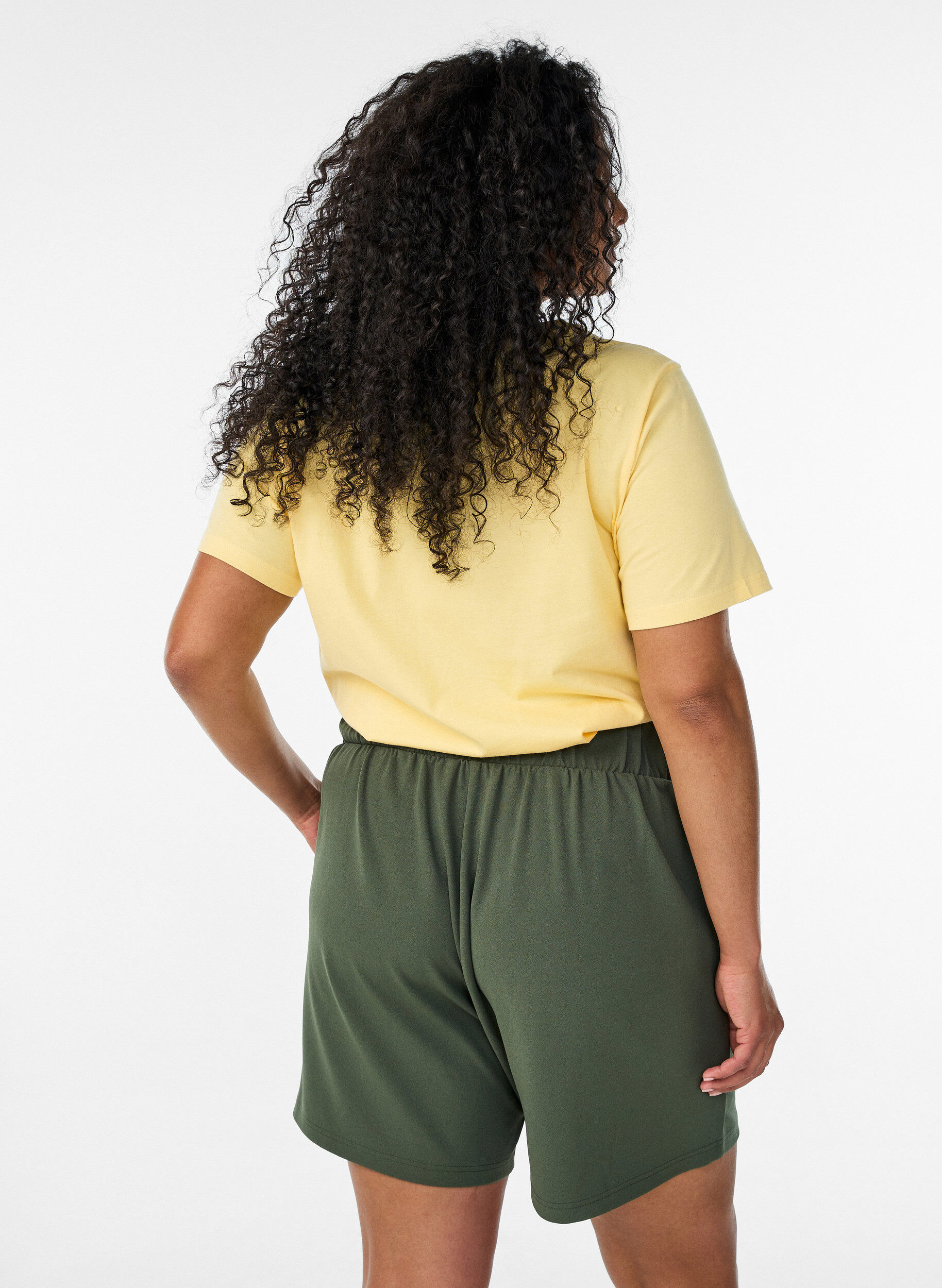 ZizziT-skjorte i &oslash;kologisk bomull med hullbroderi, Gul, Model image number 2