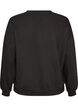 Genser med tekstmotiv i boucl&eacute;, Svart, Packshot image number 1