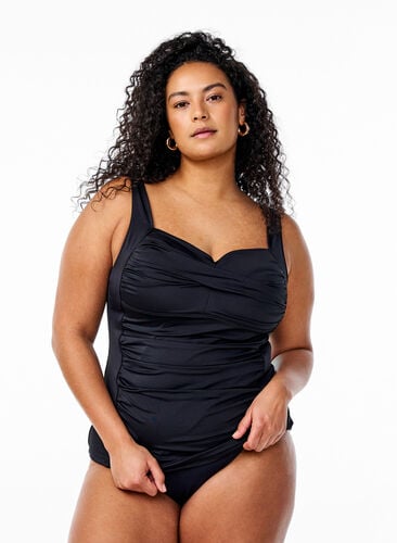 Zizzi Tankini med blonder, Svart, Model image number 0