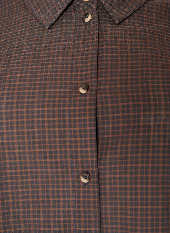Bomullsskjorte med rutem&oslash;nster, Brun, Packshot image number 2