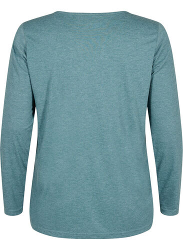 Melange bluse med lange ermer, Scarab Mel. , Packshot image number 1