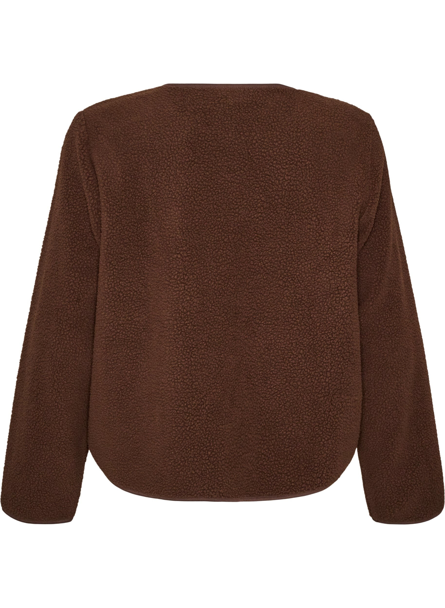 ZizziTeddyjakke med rund hals og knapper, Brun, Packshot image number 1