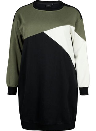 Lang genser med colorblock, Kalamata Color B. , Packshot image number 0