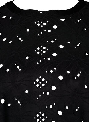 Langermet bluse med hullmønster, Black, Packshot image number 2