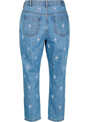 Zizzi Mille mom-fit jeans med broderi, Blå, Packshot image number 1