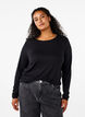 Langermet bluse i ull og viskose, Svart, Model image number 0