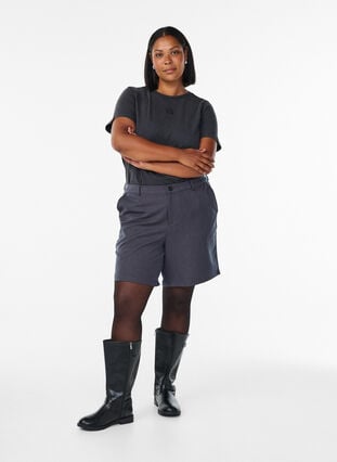 Zizzi Skreddersydde bermudashorts med lommer, Dark Grey , Model image number 1