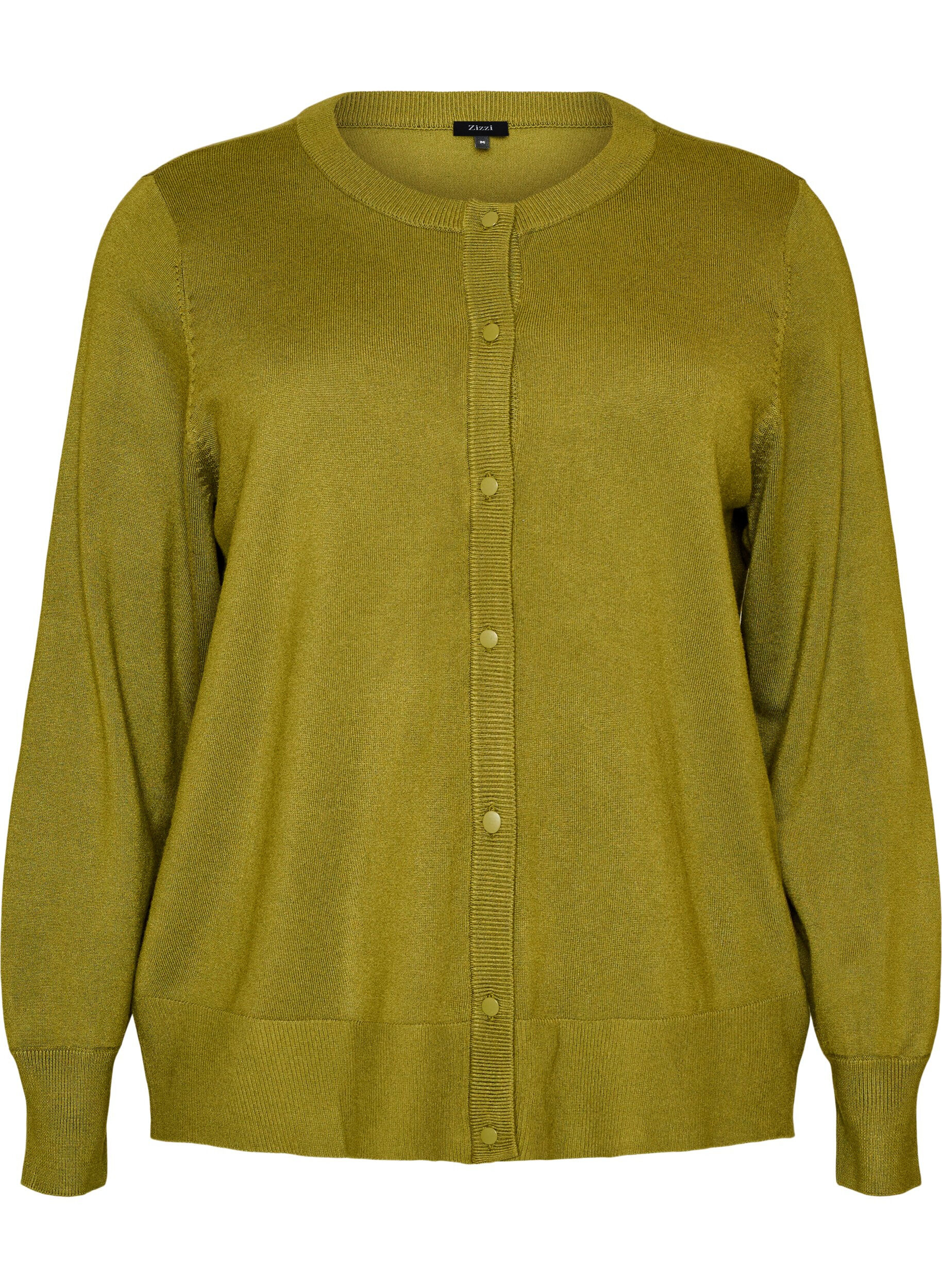 Strikkecardigan med rund hals og knapper