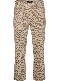 Straight fit jeans med sebraprint, Brun Straight fit jeans med sebraprint