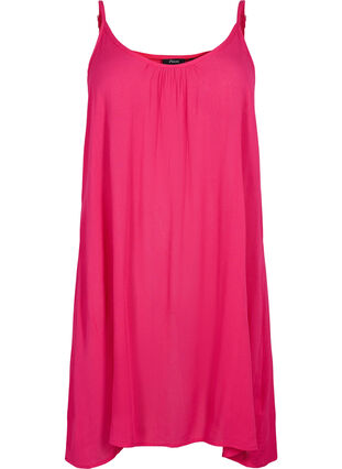 Ensfarget kjole i viskose med stropper, Bright Rose, Packshot image number 0
