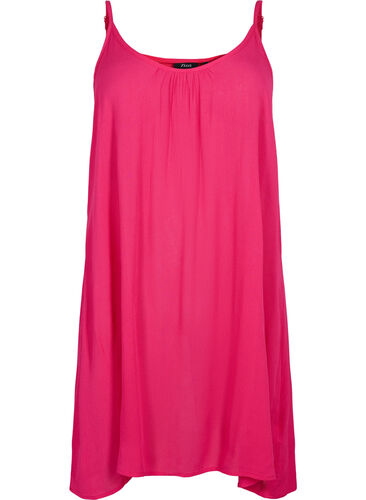 Ensfarget kjole i viskose med stropper, Bright Rose, Packshot image number 0