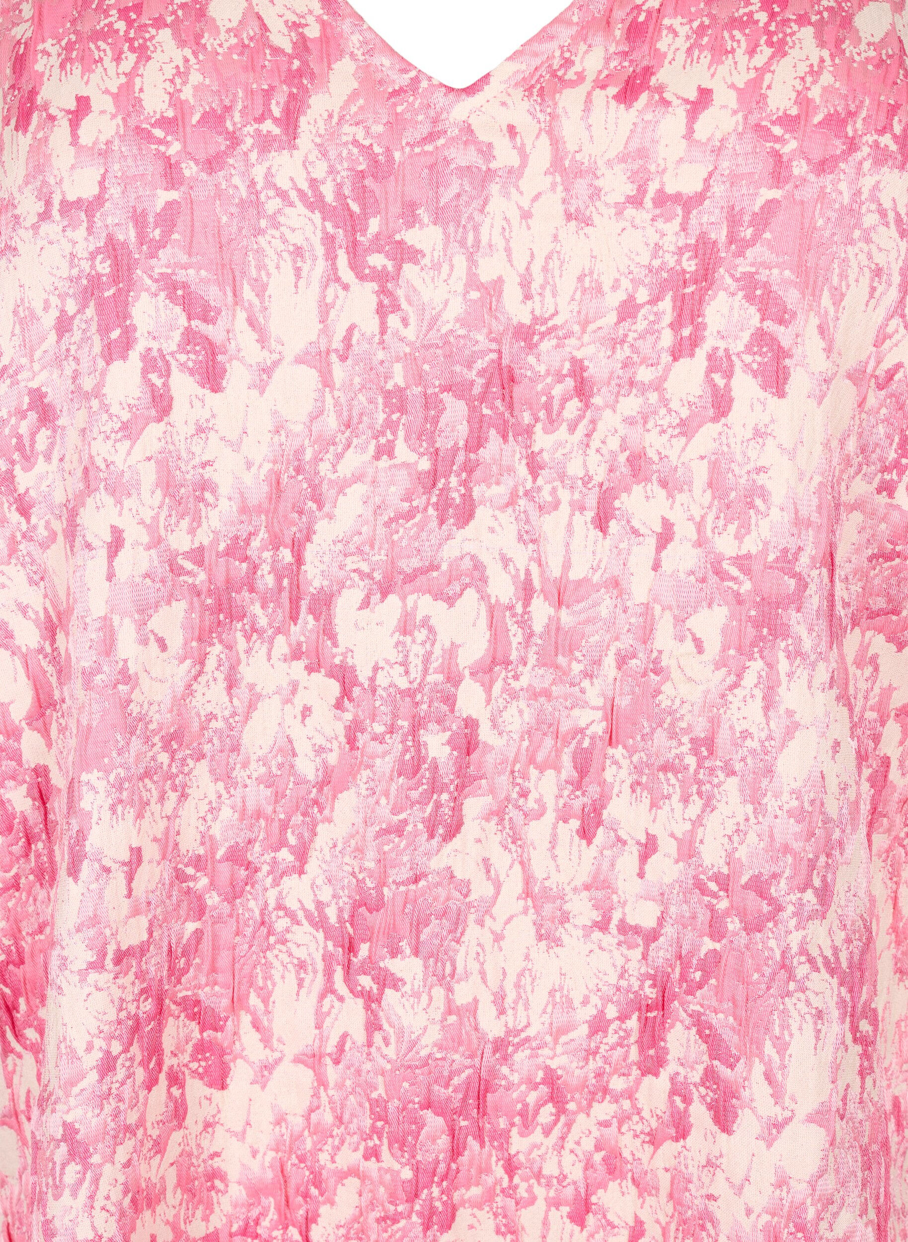 Zizzi Kjole med korte puffermer, Chateau Rose AOP, Packshot image number 2