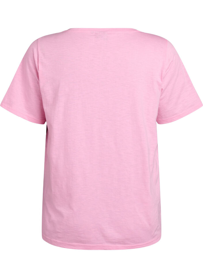Kortermet basic t-skjorte med v-hals, Begonia Pink, Packshot