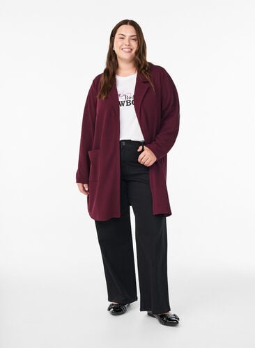 Zizzi FLASH - Lang blazer med lommer, Rød, Model image number 1