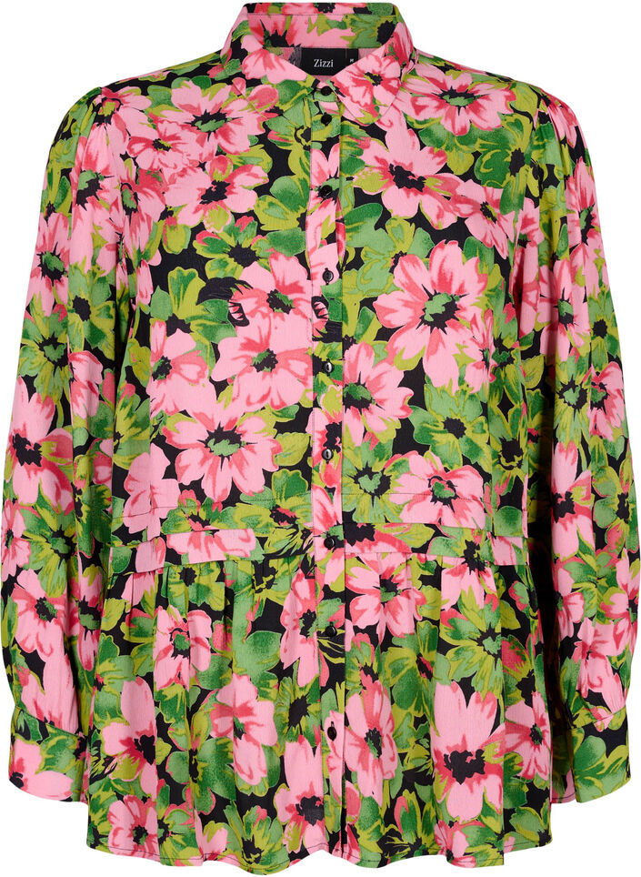 Blomstrete skjorte i viskose, Pink G. Flower AOP, Packshot image number 0