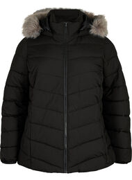 Kort boblejakke med hette, Black