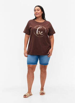 T-skjorte av økologisk bomull med mønster, Chestnut W. Be GF, Model image number 2