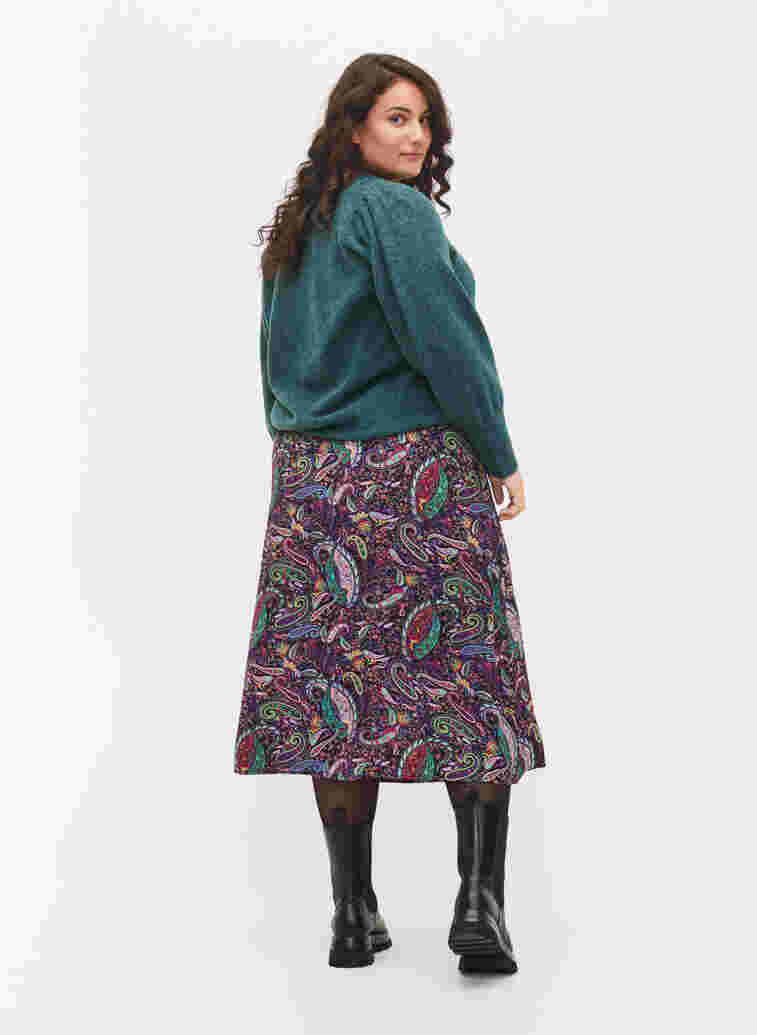 Midi-skjørt i viskose med paisleymønster, Multi Paisley, Model