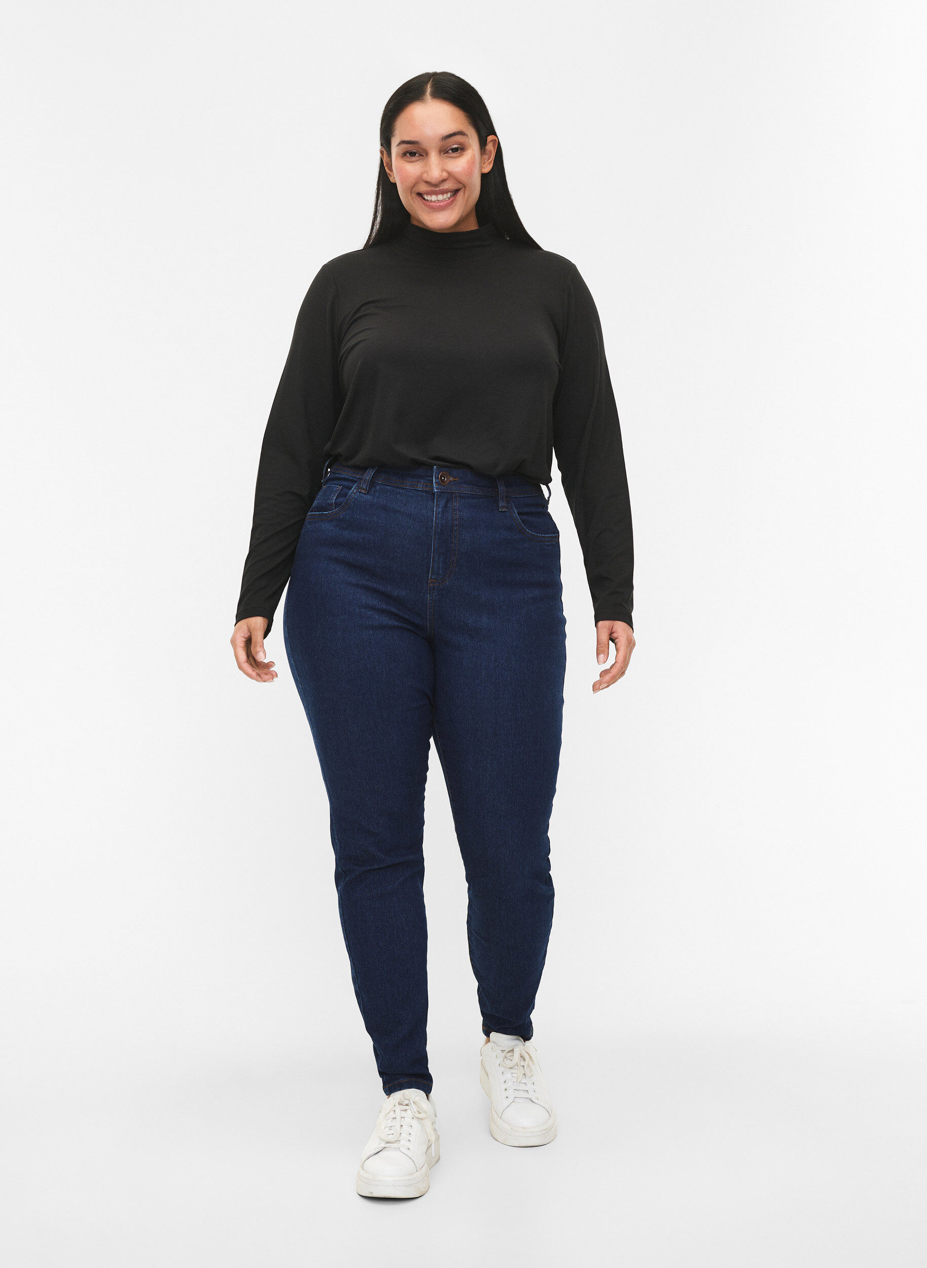 Zizzi FLASH - Bluse med lange ermer og turtleneck, Svart, Model image number 1