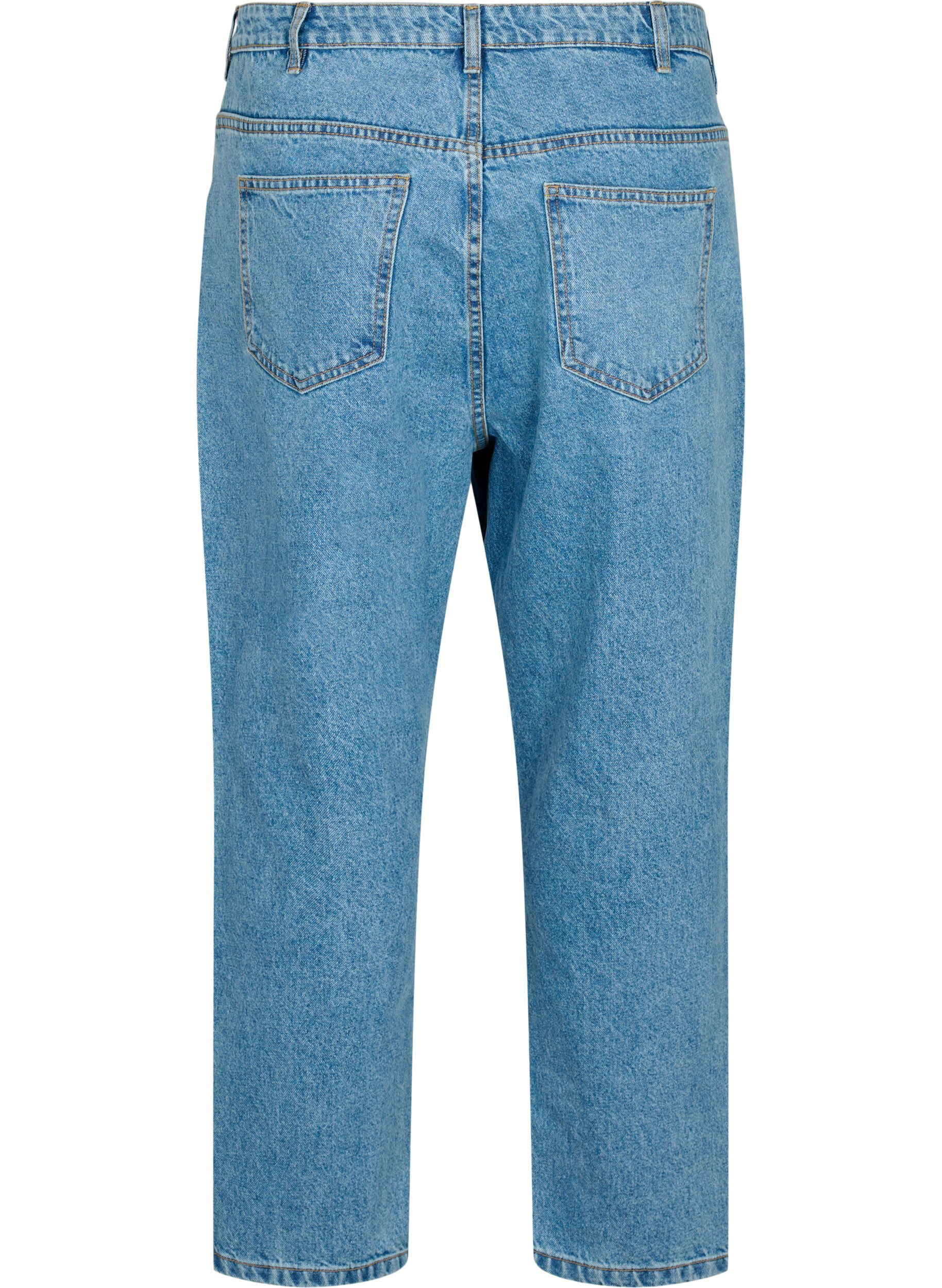 Zizzi Cropped Mille jeans med h&oslash;yt liv, Light blue denim, Packshot image number 1