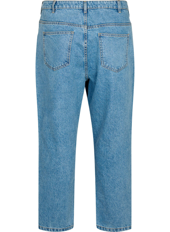 Cropped Mille jeans med høyt liv, Light blue denim, Packshot image number 1