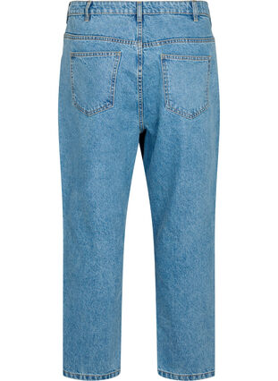 Cropped Mille jeans med høyt liv, Light blue denim, Packshot image number 1