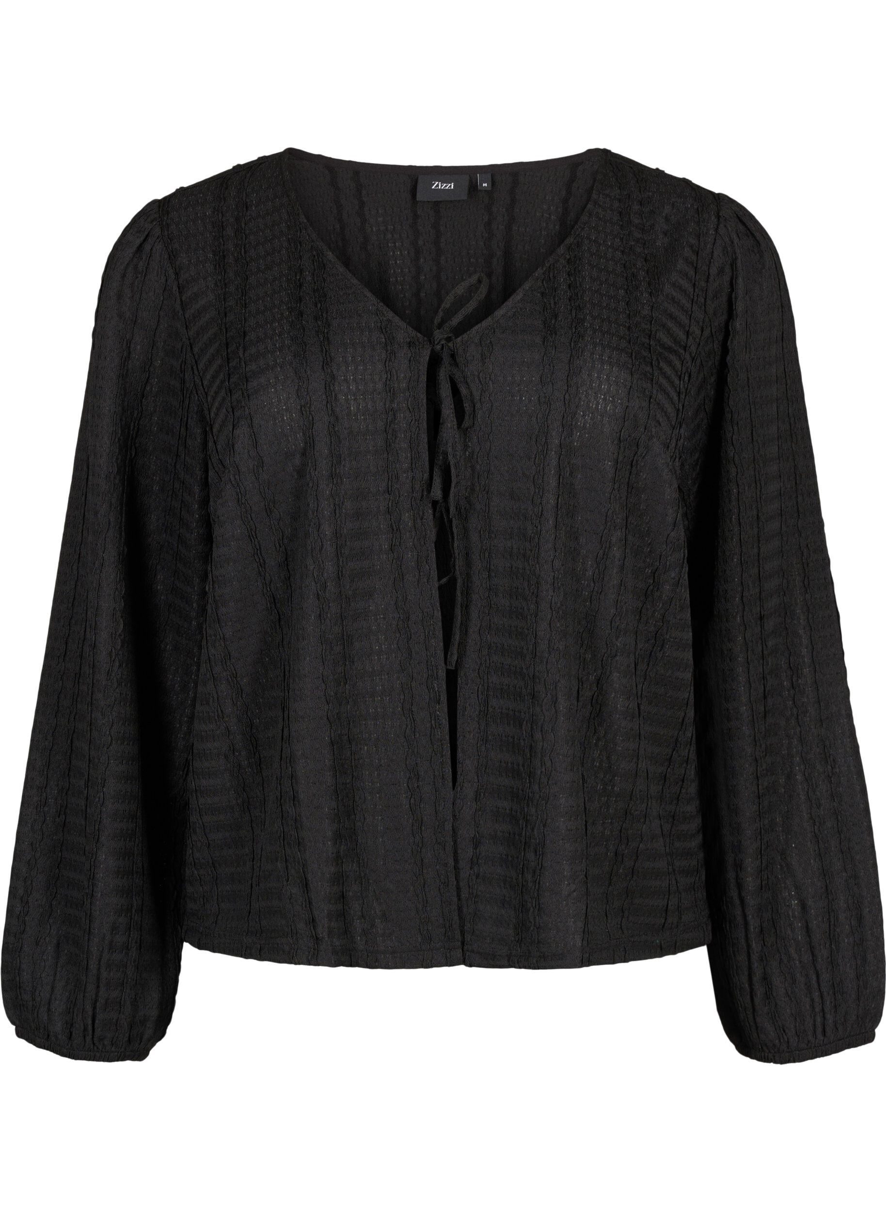 Zizzi Cardigan med b&aring;nd, Black, Packshot image number 0
