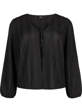 Zizzi Cardigan med bånd, Black, Packshot image number 0