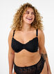 Full dekkende BH i mesh med brodert mønster, Svart, Model image number 0