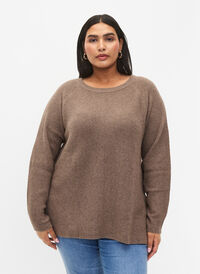 Melert-genser med splitt i siden, Walnut/White Mel., Model