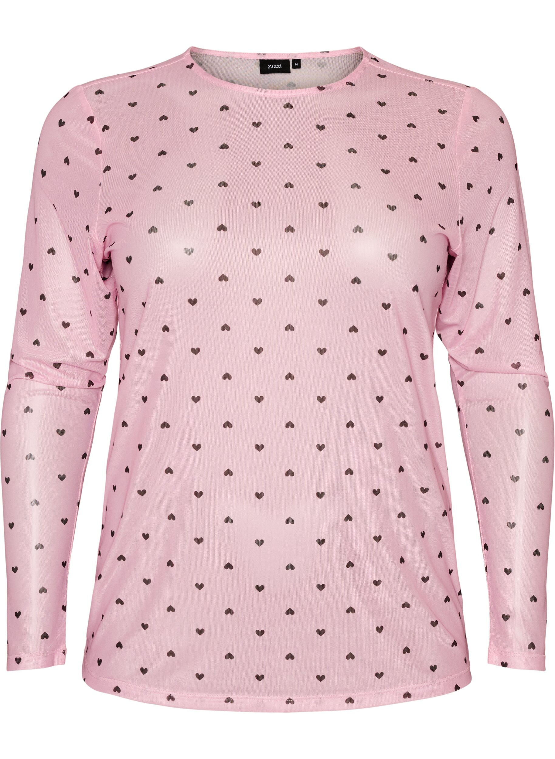 ZizziMesh bluse med trykk, Rosa, Packshot image number 0