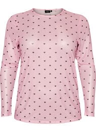 Mesh bluse med trykk, Rosa