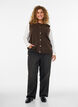 Strikket vest med dekorative knapper, Brun, Model image number 1