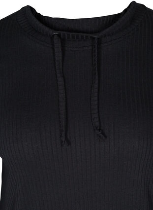 Langermet genser med høy hals og snøre, Black, Packshot image number 2