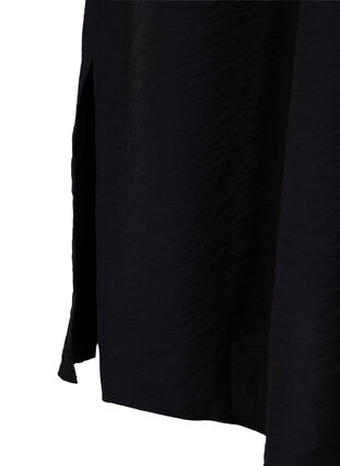 Lang viskoseskjorte med splitt, Black, Packshot image number 3