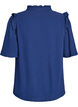 Bluse i bomullsmusselin med broderie anglaise og 1/2 ermer, Bl&aring;, Packshot image number 1