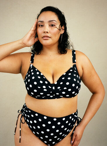 Trykt bikini bunner med høy midje	, Dotted Print, Image image number 0