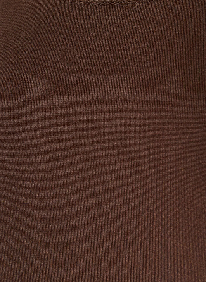 Finstrikket bluse med korte ermer, Brun, Packshot image number 2