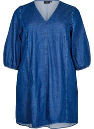 Kort denimkjole med 3/4-lange ermer, Bl&aring;