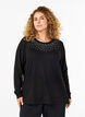 Bluse med perlepynt, Black, Model image number 0
